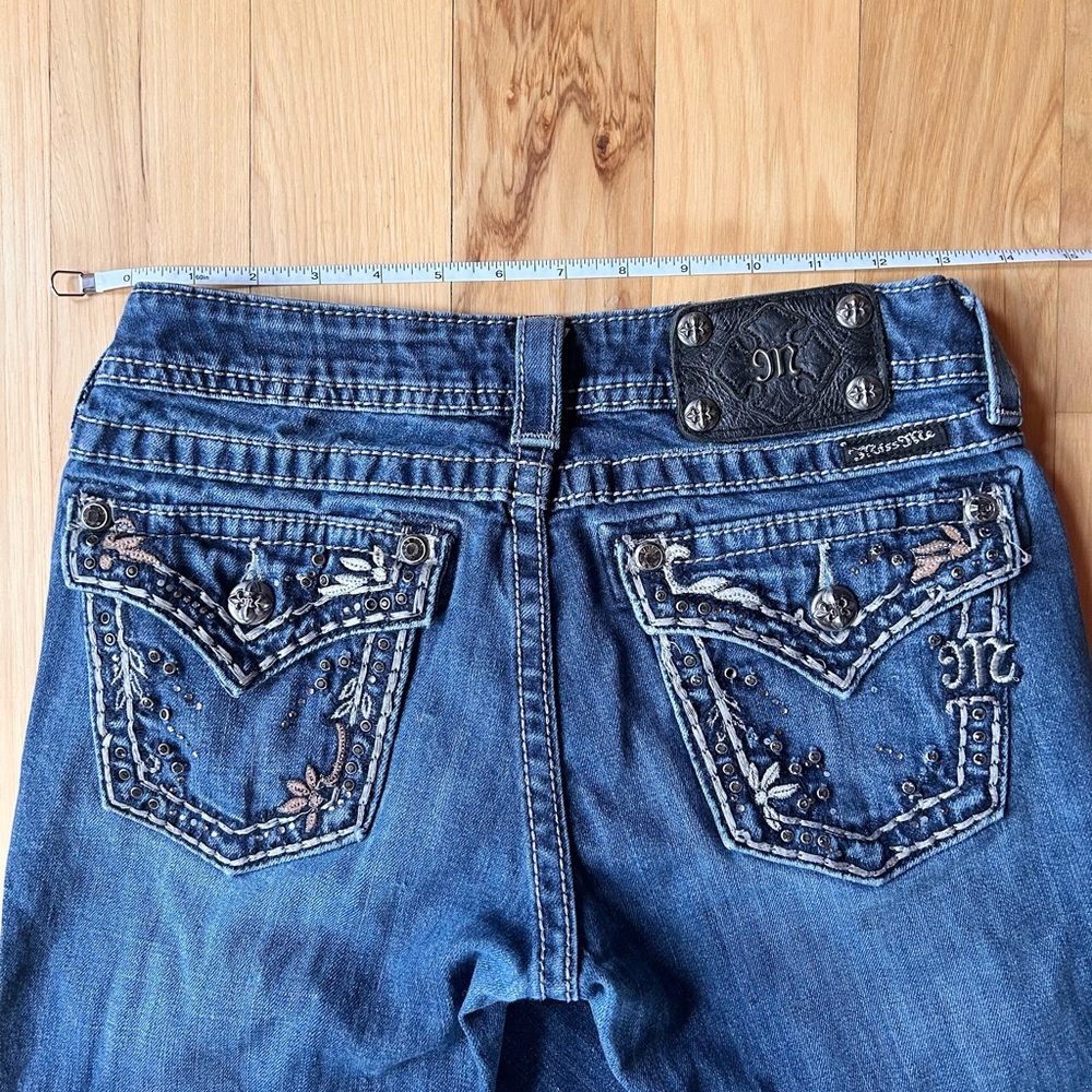 Embroidered Dark Blue Miss Me Boot Cut Jeans